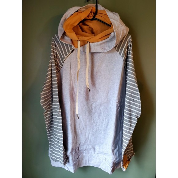 NWT Ampersand Avenue Light Gray Yellow Double Hood L/S Hoodie Size XXXL - Picture 3 of 4